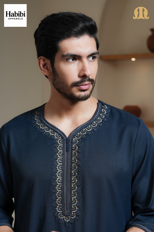 Navy Maksur Moroccan Thobe Mens