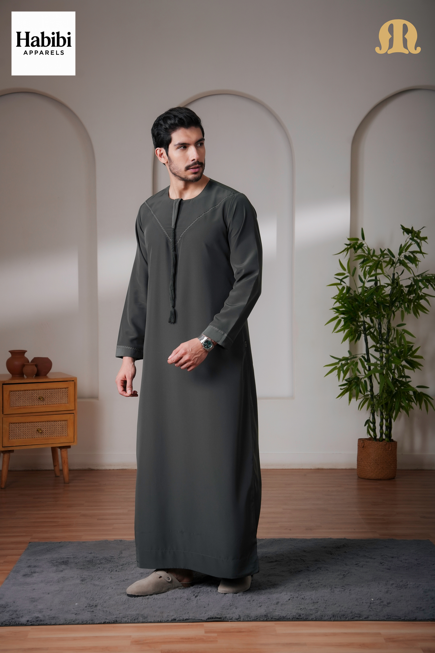 Yalin Emrati Deep Green Thobe Mens