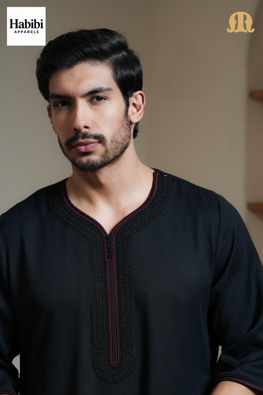 Black Sahal Moroccan Thobe Mens