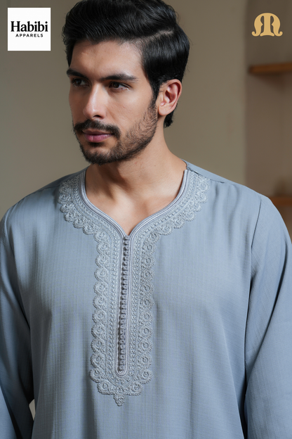 Grey Naqi Moroccan Thobe Mens