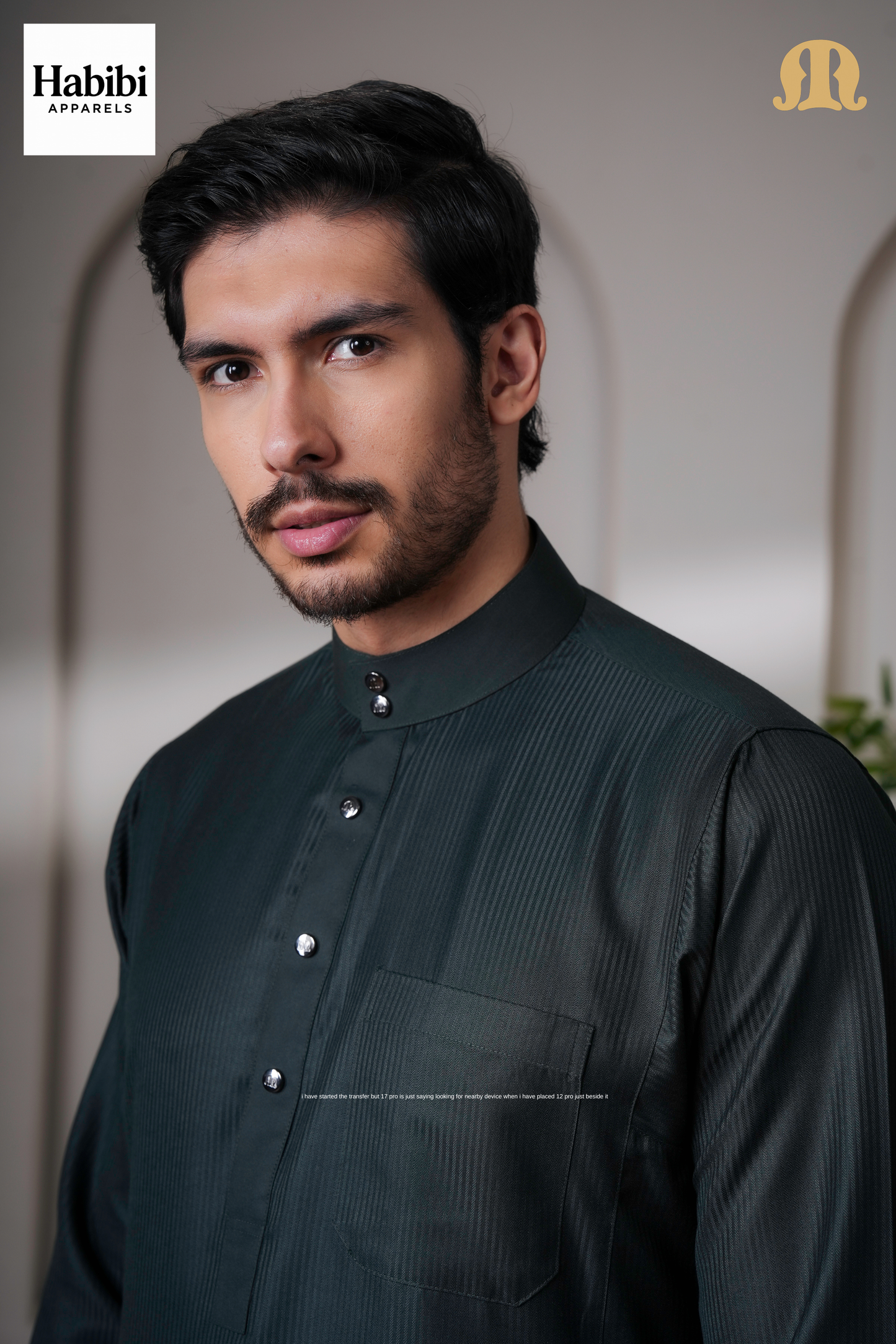 OZ Premium Saudi Striped Green Thobe Mens