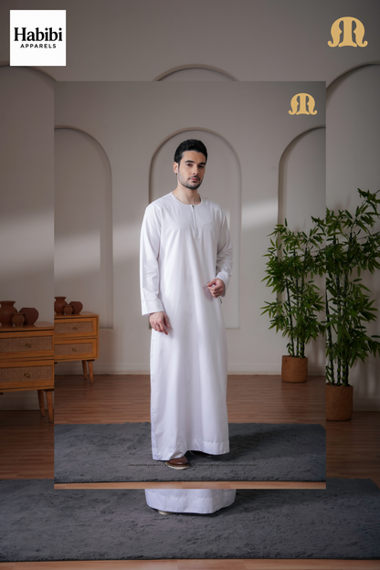 Kurvig Omani 2.0 White Thobe Mens