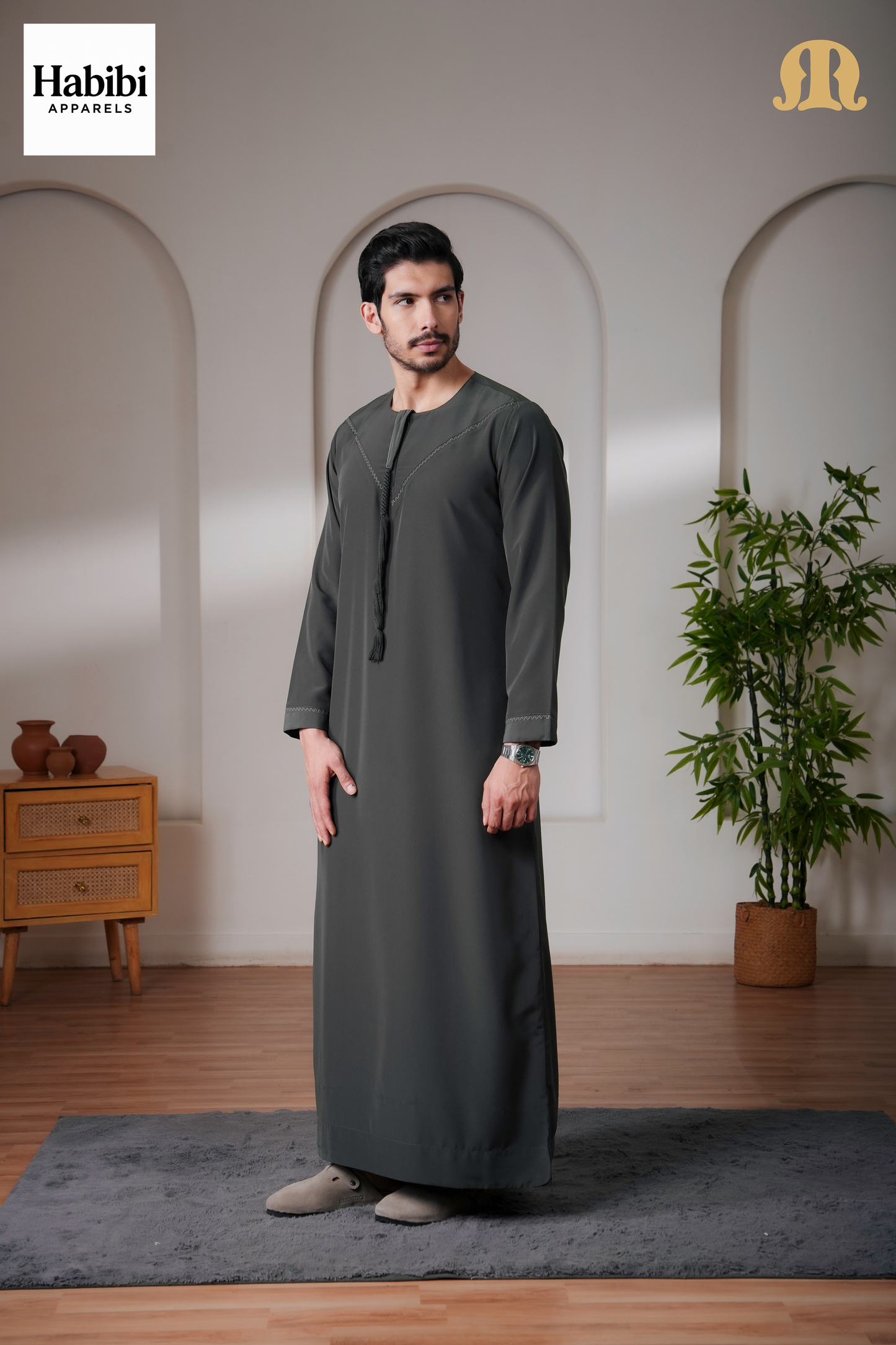 Yalin Emrati Deep Green Thobe Mens