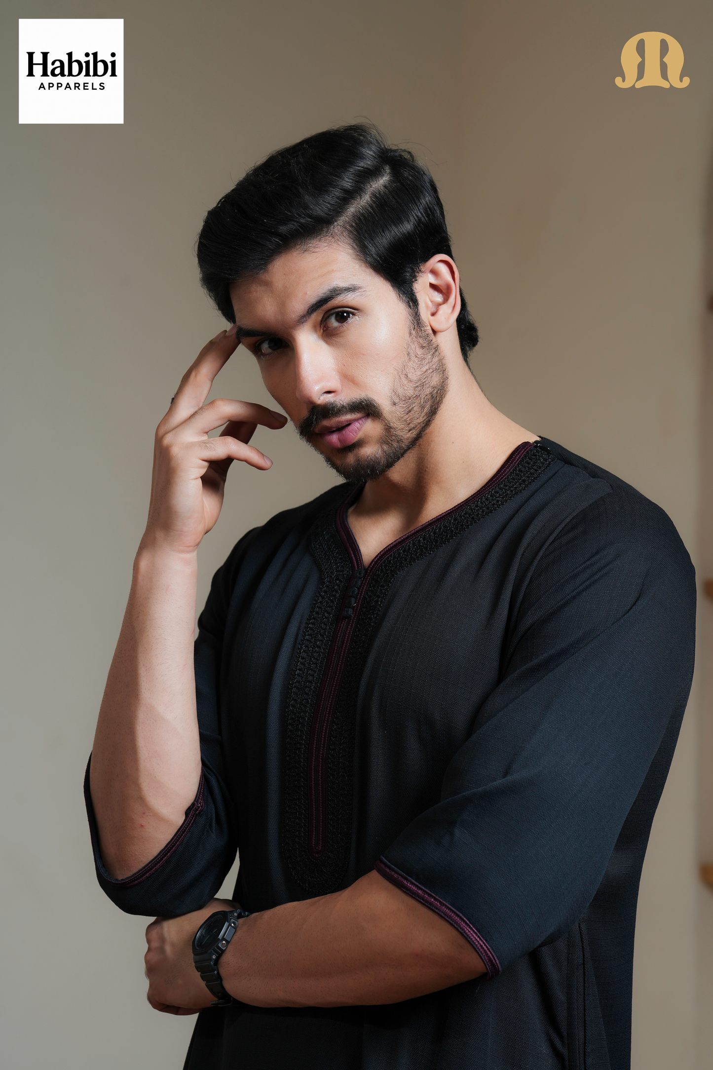 Black Sahal Moroccan Thobe Mens