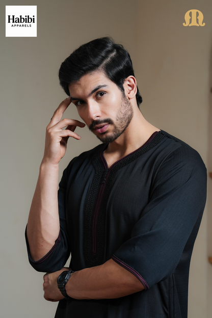 Black Sahal Moroccan Thobe Mens