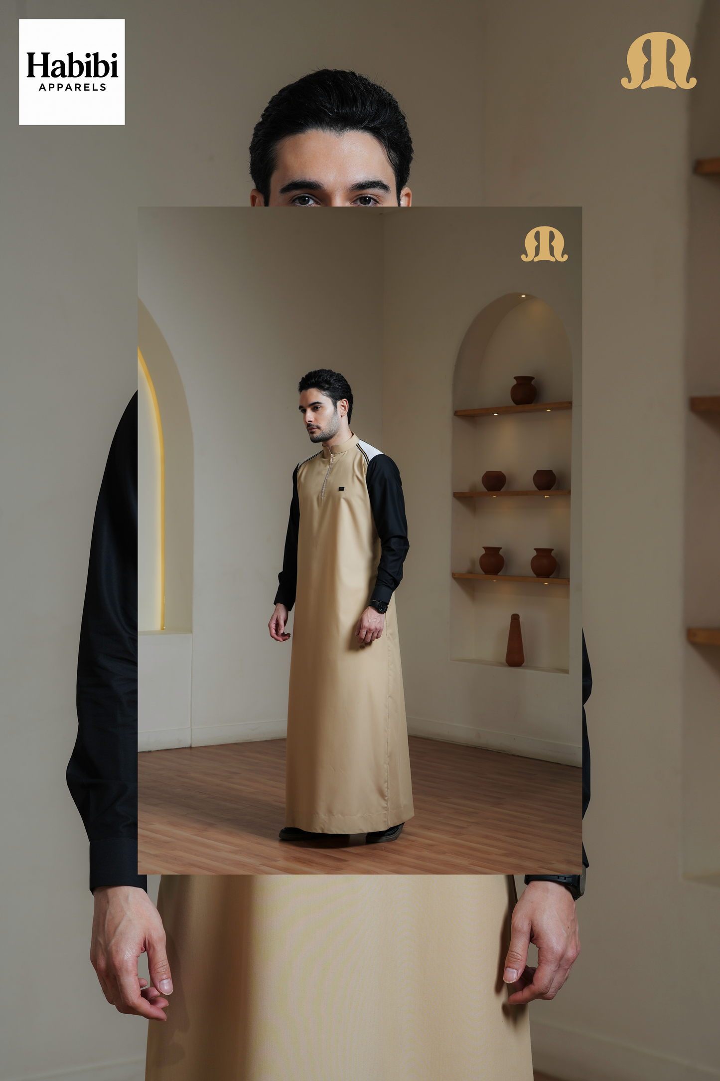 Beige Litos Thobe Men