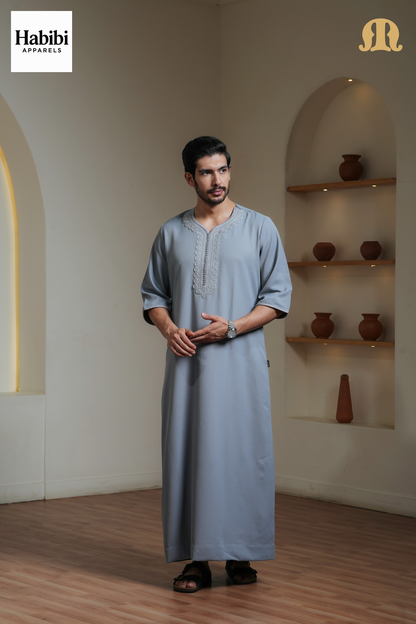Grey Naqi Moroccan Thobe Mens