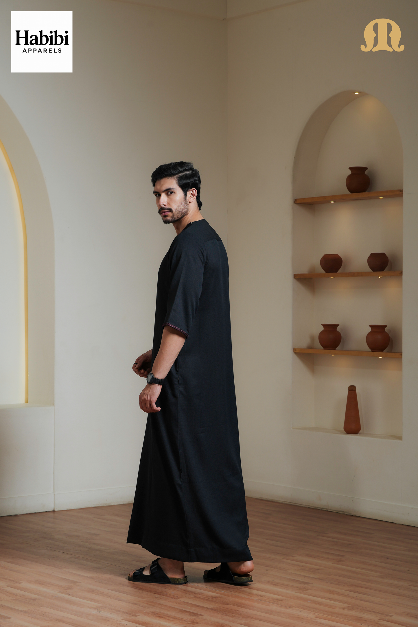 Black Sahal Moroccan Thobe Mens