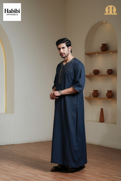 Navy Maksur Moroccan Thobe Mens