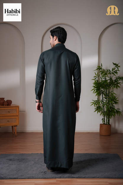 OZ Premium Saudi Striped Green Thobe Mens