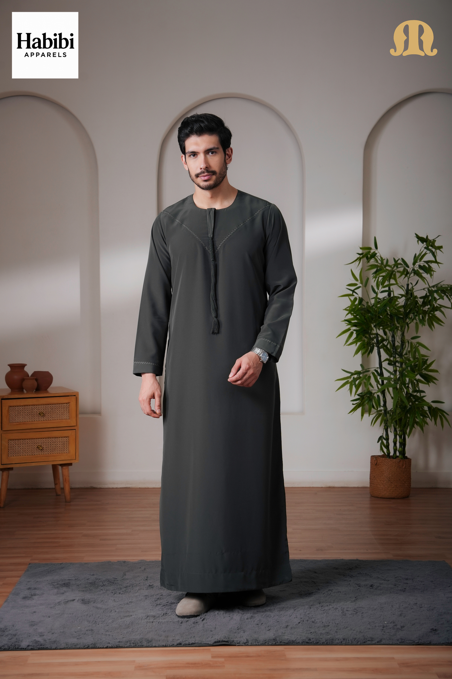 Yalin Emrati Deep Green Thobe Mens