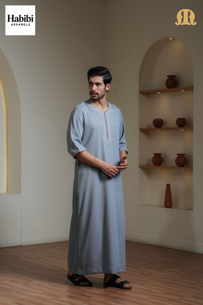 Grey Naqi Moroccan Thobe Mens