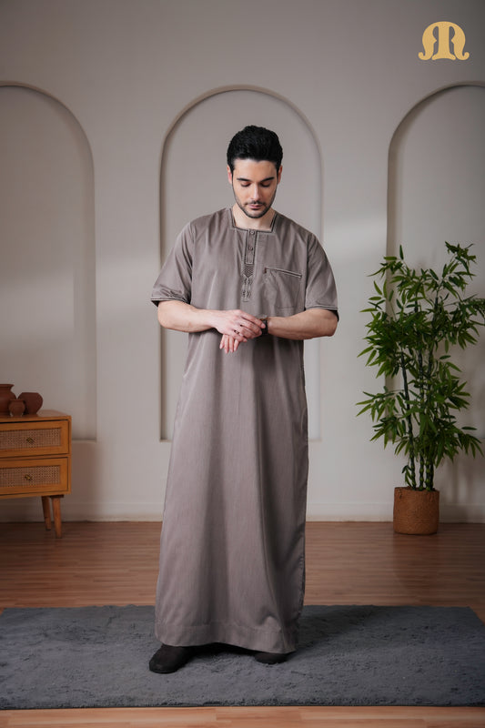 Men's Casual Abaya- Brown